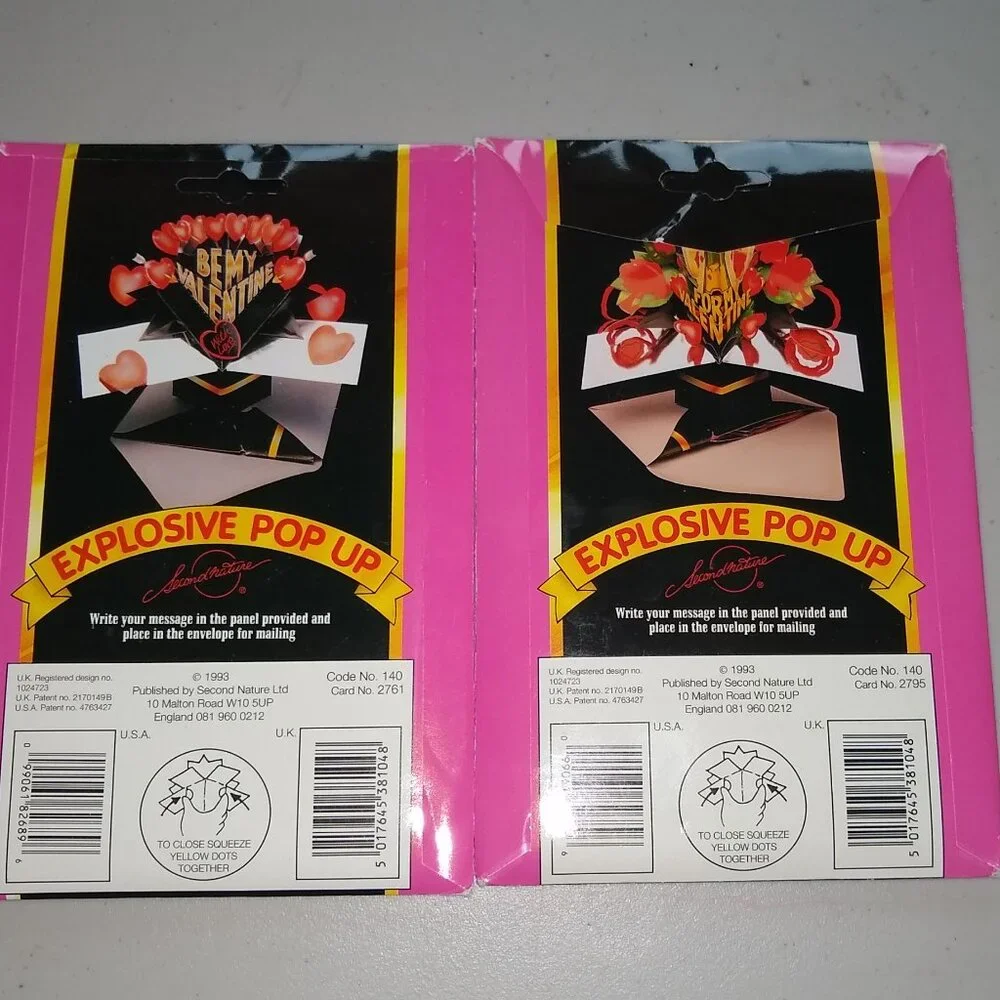 Vintage Second Nature Valentine's Day pop up 3 D Greeting cards 1993